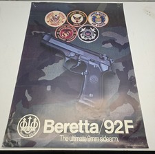 Vintage 1985 Beretta 92F Advertising Poster U.S. Military Branch Patches 9mm picture