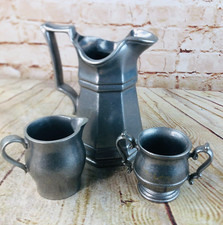 VTG Crown Castle Ltd? Water picture cream & sugar pewter picture