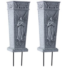 XONOR Cemetery Flowers Vase with Spike 2PCS Grey for Grave Headstone picture