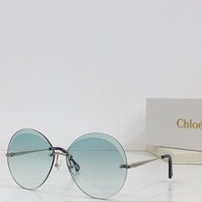 Chloe CH0063S Unisex Rimless Round Sunglasses Silver Light Blue 64□14-140 picture