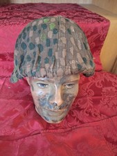 Rare WWII German Elite Helmet Cover Pea Dot 44 Camo HBT Original  Maker Stamped picture