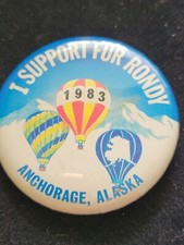 Vintage 1983 Alaska I Support Fur Rendezvous Button - Balloon Races   HR0139 picture