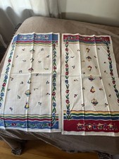 Vintage Pair (2)Startex Kitchen Towel Dutch Dancing 28 X 16 1/2 Linen Cotton picture