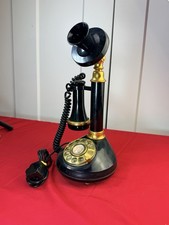 Vtg 1970s Roaring 20s Candlestick Rotary Telephone Black Gold Japan Prop picture