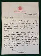 Prince Edward Duke Edinburgh Signed 21st Birthday Letter Buckingham Palace picture