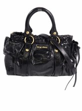 Miu Miu GHW 2 Way Shoulder Bag Handbag Calfskin Leather Black picture