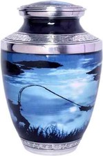 Adult Fishing Cremation Urn for Human Ashes FullSize Handmade Memorial Urn Holds picture