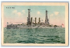 1916 View Of U.S Navy Ship Newport Ohio OH, Amerian Flag Scene Vintage Postcard picture