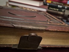 Antique Victorian Leather photo album stralian famous artists Hand Tinted,  1887 picture