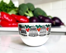 Vtg KAJ FRANCK ARABIA FINLAND Large MCM ENAMEL CHRISTMAS BELLS HOLLY BOWL Mint picture