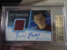 2014 RITTENHOUSE STAR TREK MOVIES AUTO RELIC SIMON PEGG BGS 9.5 all gem subs picture