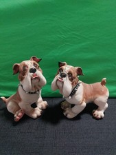 English Bulldog Figurine Ornaments Pair Resin Collectable Sculptures picture