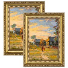 eletecpro 5x7 Vintage Picture Frame, Glass Cover, Gold, 2-Pack, Display Photo picture