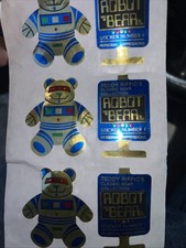 Vintage 1980’s Robot Bear Foil Sticker, Teddy Riffic’s Classic Bear #4 picture