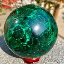 1.21LB Rare Natural Malachite quartz hand Carved sphere Crystal Healing Gem ball picture