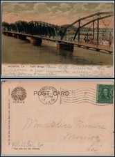 1908 Monroe Louisiana Trafic Bridge postcard PCK Series Shreveport flag cancel picture