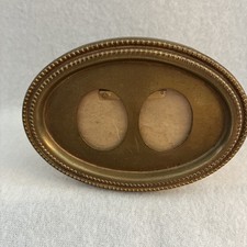 Vintage  Brass Standing Double Oval Two 2 Picture Frame Metal picture