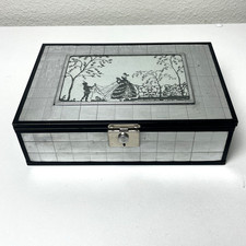 Antique Art Deco Chromium Mirrored Cigar Box Jewelry Vanity Box 1926 Patent picture