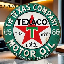 2D Flat - Vintage Texaco Motor Oil Logo Aluminum Sign -Tin Metal Signs 8x8in
