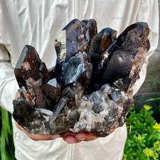 7.16LB Natural Black Smoky Quartz Crystal Cluster Raw Mineral Specimen picture