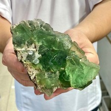 396G  Natural transparent green cubic fluorite mineral crystal sample/China. picture