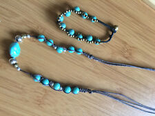 VTG COOL Turquoise and silver bead  necklace  24