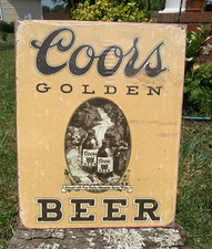 Vintage Coors Golden Beer Tin Metal Sign Old Original Logo Bottles picture