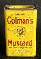 Vintage Colman's Mustard Tin 1/4 LB AVD Bull's Head Atlantis Sales Rochester picture