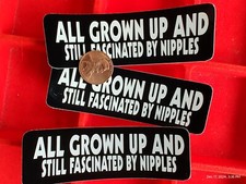 All Grown up & still fascinated with nipples 3 pc small Hand made Decal stickers picture