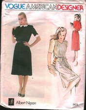 2473 Vintage Vogue Sewing Pattern Misses 1980s Loose Fitting Dress Belt Nipon 12 picture