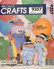 1980's  McCall's Clowns Doll Pattern 9357 Size 17