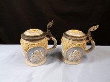 Set of 2 Vintage Villeroy & Boch Mettlach #1266 Blue Beer Steins picture