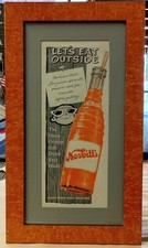 NESBITT'S ORANGE SODA RARE FRAMED 1957  PROMO BANNER AD COOL MAN CAVE RETRO ART picture