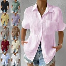 Plus Size Women Summer Tunic Shirts Short Sleeve Blouse Ladies Button Down Tops picture