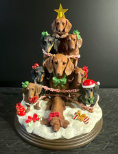 The Danbury Mint Dachshund Family Christmas Tree Lighted Resin Figurine  picture