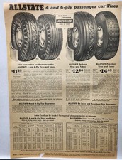1943 Sears Roebuck Catalog Allstate War Tires Ration Certs Original Print Ad 40s picture
