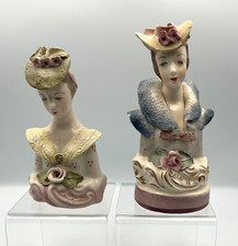 vtg lot of 2 Cordey Porcelain victorian lady bust figurines #5027 #5004 AS IS picture
