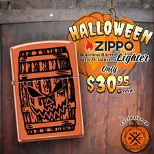 HALLOWEEN ORANGE ZIPPO LIGHTER BOURBON BARREL WOOD JACKOLANTERN EXCLUSIVE picture
