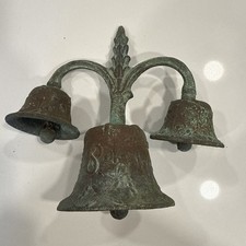 Antique Cast Brass Bell Triple Ringer picture