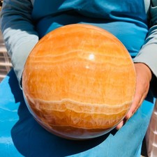 11.9 LB Natural Crystal Sphere Stunning Honey Tone Yellow Calcite Ball Healing picture
