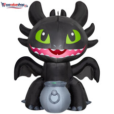 Airblown Halloween Yard Inflatables Light Toothless with Cauldron , 4.2 Ft picture