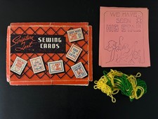 Vintage Scripture Text Sewing Cards A. H. Eilers & Co 9 Cards, Yarn & Box  USA picture