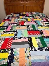 Patchwork Multicolor Polyester Fabric Quilt Blue Cotton Back Machine Stitched picture
