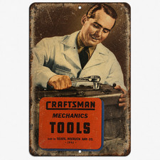 Craftsman Tools Vintage Metal Sign 1942 Sears Ad Mechanics Garage - 3 Sizes picture