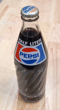 Vintage 1984 Sealed Full Unopened Pepsi-Cola Clear Glass Bottle Distinct Spiral picture