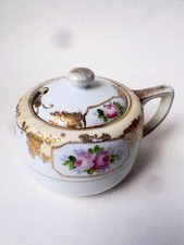 ANTIQUE Hand Painted Nippon Mustard Pot with Lid, 1891-1921 Morimura M in Wreath picture