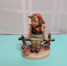 Vintage Goebel Hummel Figurine Just Resting Girl on Fence #112 W. Germany picture