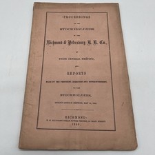 *Rare* Original 1859 Richmond & Petersburg Railroad Annual Report Pre Civil War picture