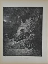 Antique Gustave Dore Art Print Chactas and Atala Native American 1880 Victorian picture