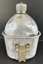 WW1 US Army Aluminum Canteen With Cup 1918 Military Field Gear picture